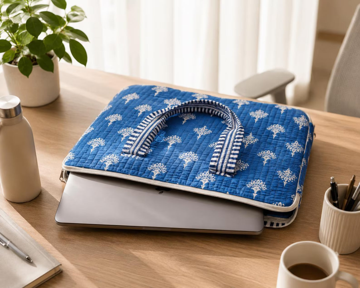 Handmade Block Print Laptop Bag, Cotton Boho Everyday Laptop bag