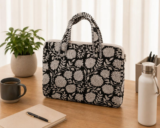 Handmade Block Print Laptop Bag, Cotton Boho Everyday Laptop bag