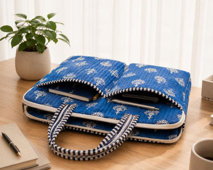 Handmade Block Print Laptop Bag, Cotton Boho Everyday Laptop bag