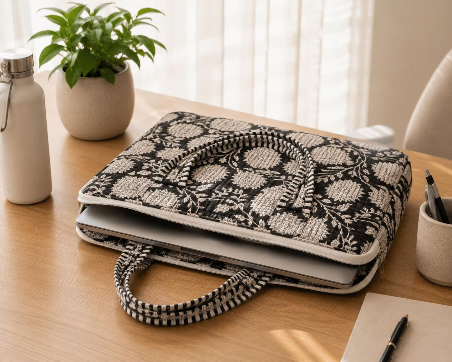 Handmade Block Print Laptop Bag, Cotton Boho Everyday Laptop bag