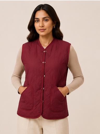 Reversible Handmade Paisley Red Quilted Cotton Vest,Boho Artisan Layering Jacket, Everyday waistcoat