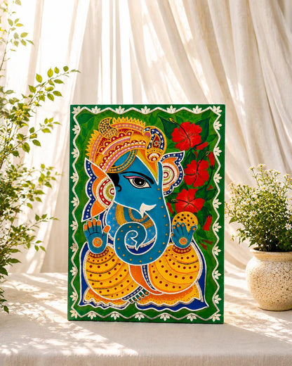 Handmade Ganesha Lippan Art, Indian Wall Decor, Puja room decor