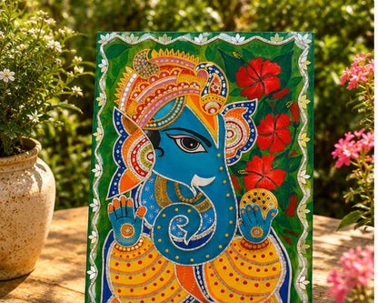 Handmade Ganesha Lippan Art, Indian Wall Decor, Puja room decor