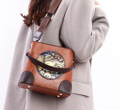 Embossed Elephant Vegan Leather Tote Bag, Boho Shoulder Crossbody Purse