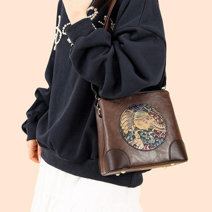 Embossed Elephant Vegan Leather Tote Bag, Boho Shoulder Crossbody Purse