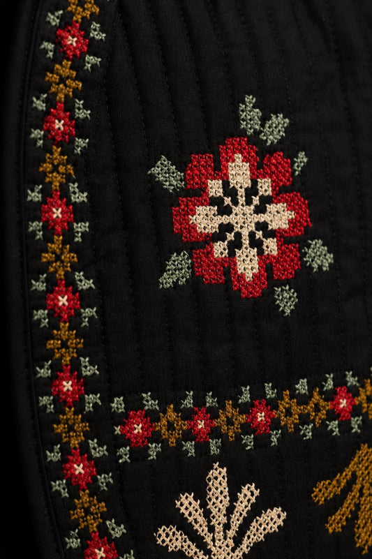 Handmade Quilted Embroidered Vest, Indian Artisan Jacket, Boho Ethnic Cotton Layering Vest